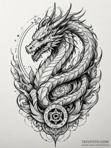 Arcane dragon with crystalline scales, ink il... - эскиз тату (№1751970964_0, 08.07.2025 10:36) — Tatufoto.com