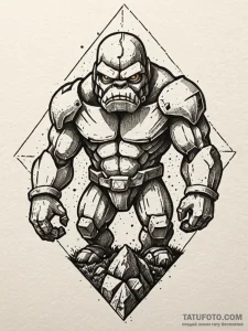 Lumbering golem made of moss and ancient ston... - эскиз тату (№1751971804_0, 08.07.2025 10:50) — Tatufoto.com