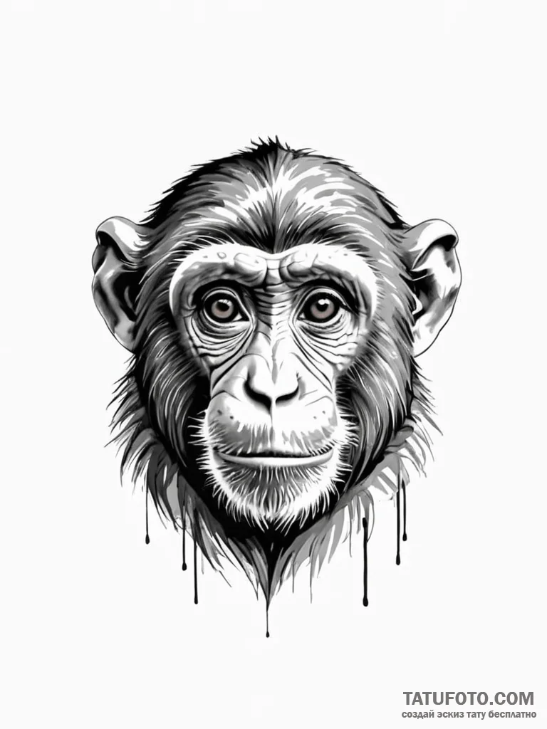 Monkey - эскиз тату (№1751972138_0, 08.07.2025 10:55) — Tatufoto.com