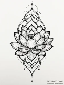 Unalome symbol, its path leading to a bloomin... - эскиз тату (№1751972556_0, 08.07.2025 11:02) — Tatufoto.com