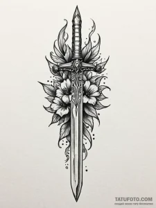 Dagger holding frozen ember, tattoo flash she... - эскиз тату (№1751973315_0, 08.07.2025 11:15) — Tatufoto.com