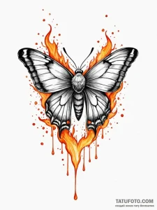A beautiful, realistic moth, attracted to a f... - эскиз тату (№1751973566_0, 08.07.2025 11:19) — Tatufoto.com