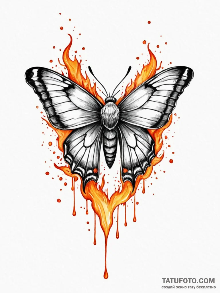 A beautiful, realistic moth, attracted to a f... - эскиз тату (№1751973566_0, 08.07.2025 11:19) — Tatufoto.com