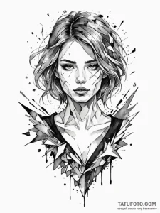 A beautiful woman with her body made of shatt... - эскиз тату (№1751973737_0, 08.07.2025 11:22) — Tatufoto.com