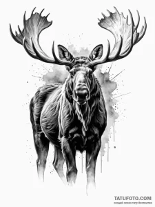 A powerful moose, a surprisingly dangerous an... - эскиз тату (№1751974033_0, 08.07.2025 11:27) — Tatufoto.com