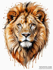 A portrait of a lion, its mane is an explosio... - эскиз тату (№1751974292_0, 08.07.2025 11:31) — Tatufoto.com