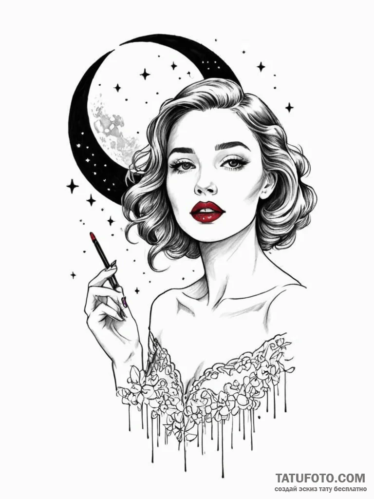 A quote "she walked in moonlight, and smelled... - эскиз тату (№1751974840_0, 08.07.2025 11:40) — Tatufoto.com