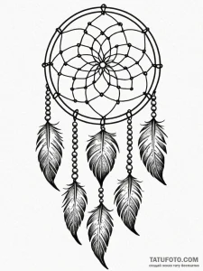 A dreamcatcher, its web is fine lines and the... - эскиз тату (№1751975180_0, 08.07.2025 11:46) — Tatufoto.com