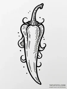 A single, perfect, red chili pepper, a symbol... - эскиз тату (№1751975265_0, 08.07.2025 11:47) — Tatufoto.com