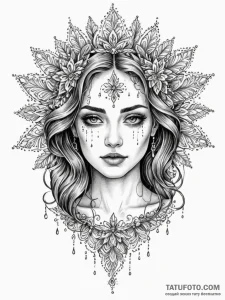 A woman whose tears are melting snowflakes, i... - эскиз тату (№1751976333_0, 08.07.2025 12:05) — Tatufoto.com
