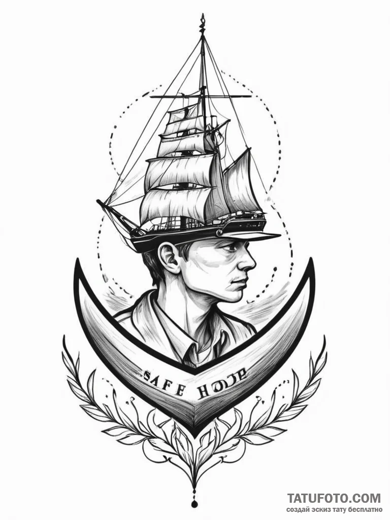 A person, whose body is a safe harbor for shi... - эскиз тату (№1751976505_0, 08.07.2025 12:08) — Tatufoto.com