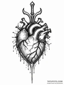 A human heart, with a dagger stuck in it, but... - эскиз тату (№1751976670_0, 08.07.2025 12:11) — Tatufoto.com