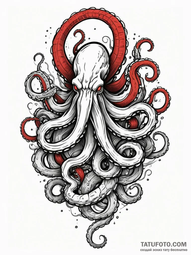A mythological kraken, its tentacles are powe... - эскиз тату (№1751977789_0, 08.07.2025 12:29) — Tatufoto.com