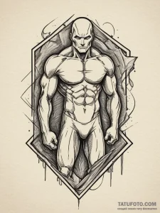 A person, whose body is a giant, protective s... - эскиз тату (№1751977873_0, 08.07.2025 12:31) — Tatufoto.com