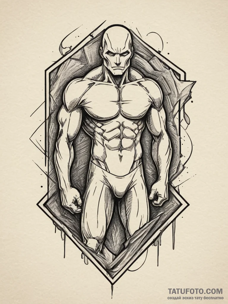 A person, whose body is a giant, protective s... - эскиз тату (№1751977873_0, 08.07.2025 12:31) — Tatufoto.com