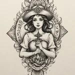 A quote "she has fire in her soul and grace i... - эскиз тату (№1751984098_0, 08.07.2025 14:14) — Tatufoto.com