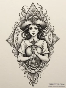 A quote "she has fire in her soul and grace i... - эскиз тату (№1751984098_0, 08.07.2025 14:14) — Tatufoto.com