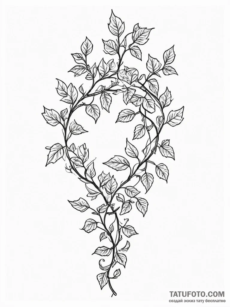 A beautiful, delicate pattern of ivy vines, t... - эскиз тату (№1751984187_0, 08.07.2025 14:16) — Tatufoto.com