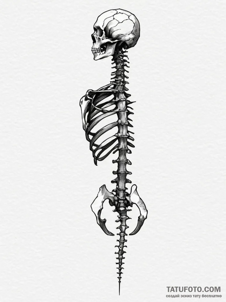 A realistic human spine, with some vertebrae... - эскиз тату (№1751984352_0, 08.07.2025 14:19) — Tatufoto.com