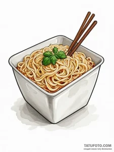 A drawing of a cheap, instant noodle block - эскиз тату (№1751984436_0, 08.07.2025 14:20) — Tatufoto.com