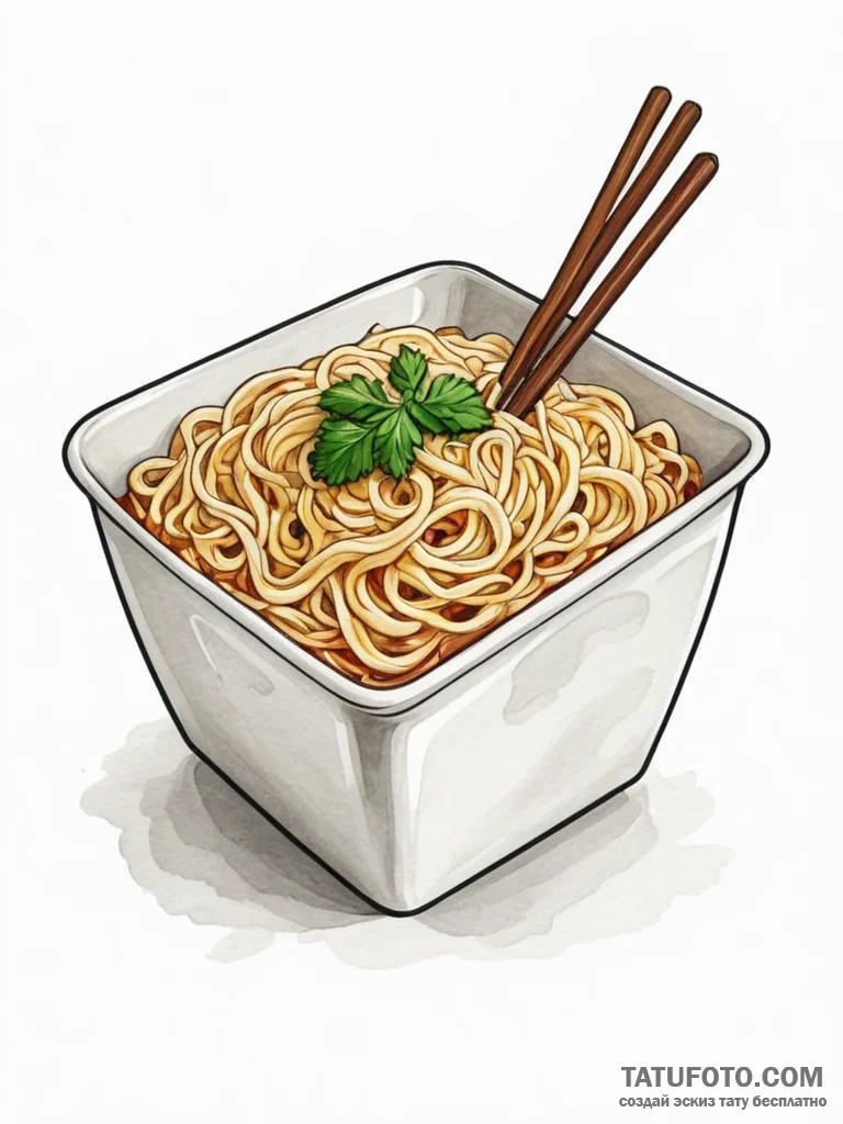 A drawing of a cheap, instant noodle block - эскиз тату (№1751984436_0, 08.07.2025 14:20) — Tatufoto.com
