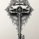 A beautiful, ornate key to a luxury sports ca... - эскиз тату (№1751984522_0, 08.07.2025 14:22) — Tatufoto.com