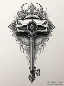 A beautiful, ornate key to a luxury sports ca... - эскиз тату (№1751984522_0, 08.07.2025 14:22) — Tatufoto.com