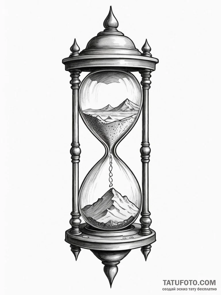 A beautiful, ornate hourglass, with plenty of... - эскиз тату (№1751984608_0, 08.07.2025 14:23) — Tatufoto.com