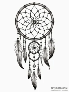 A dreamcatcher, its web is fine lines and the... - эскиз тату (№1751984784_0, 08.07.2025 14:26) — Tatufoto.com