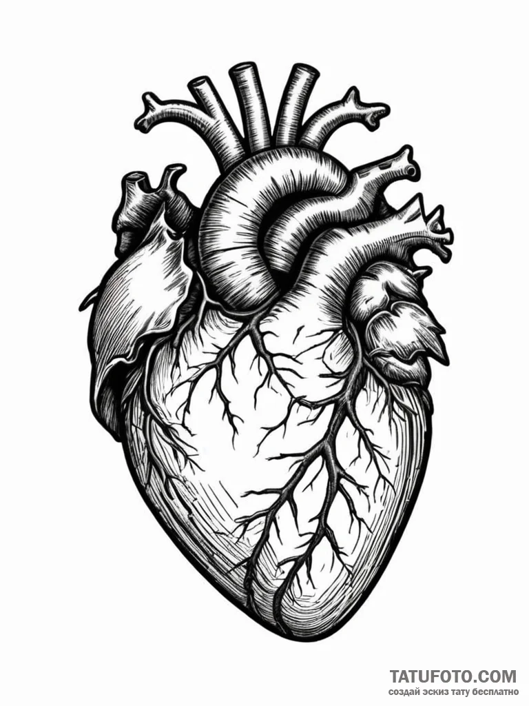 A human heart, but it is made of black, jagge... - эскиз тату (№1751984870_0, 08.07.2025 14:27) — Tatufoto.com