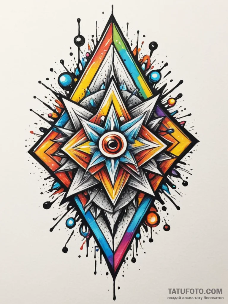 A single, powerful symbol of chaos, sharp and... - эскиз тату (№1751984957_0, 08.07.2025 14:29) — Tatufoto.com
