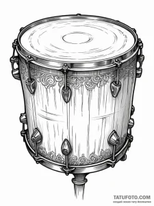 A beautiful, ornate war drum, its surface is... - эскиз тату (№1751985047_0, 08.07.2025 14:30) — Tatufoto.com