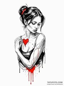 A girl whose body is made of glass, with a si... - эскиз тату (№1751985214_0, 08.07.2025 14:33) — Tatufoto.com