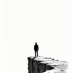 A human silhouette, standing on a cliff edge,... - эскиз тату (№1751985383_0, 08.07.2025 14:36) — Tatufoto.com