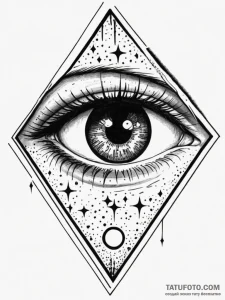 A human eye, reflecting a clear, starry night... - эскиз тату (№1751985716_0, 08.07.2025 14:41) — Tatufoto.com