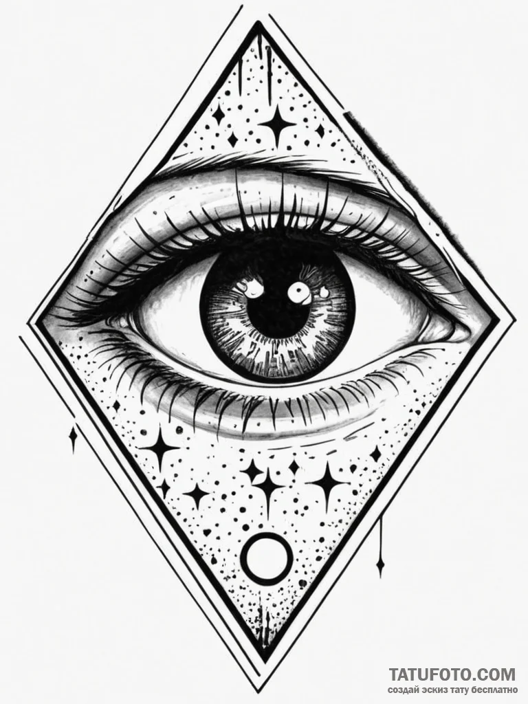 A human eye, reflecting a clear, starry night... - эскиз тату (№1751985716_0, 08.07.2025 14:41) — Tatufoto.com