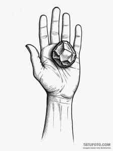 A human hand, holding a single, polished ston... - эскиз тату (№1751985804_0, 08.07.2025 14:43) — Tatufoto.com