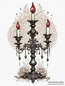 A beautiful, ornate antique candelabra, artis... - эскиз тату (№1751986062_0, 08.07.2025 14:47) — Tatufoto.com