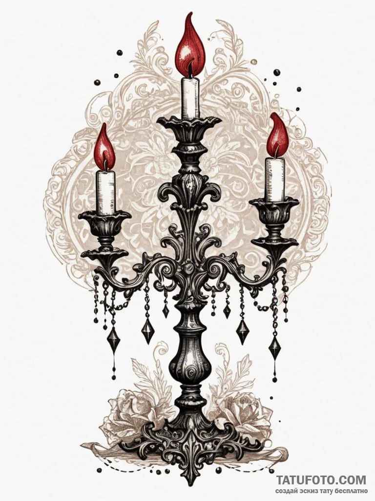 A beautiful, ornate antique candelabra, artis... - эскиз тату (№1751986062_0, 08.07.2025 14:47) — Tatufoto.com