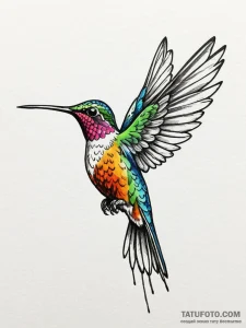 A beautiful, but determined hummingbird, hove... - эскиз тату (№1751986148_0, 08.07.2025 14:49) — Tatufoto.com