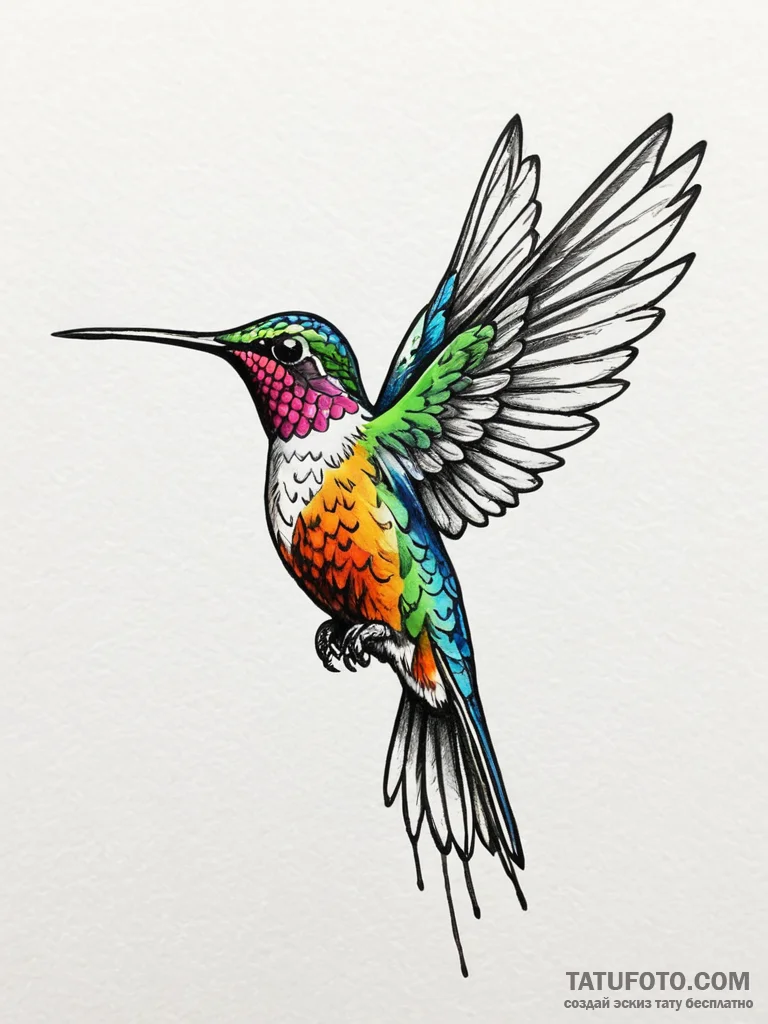 A beautiful, but determined hummingbird, hove... - эскиз тату (№1751986148_0, 08.07.2025 14:49) — Tatufoto.com