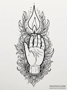 A human hand, protecting a small, flickering... - эскиз тату (№1751986570_0, 08.07.2025 14:56) — Tatufoto.com