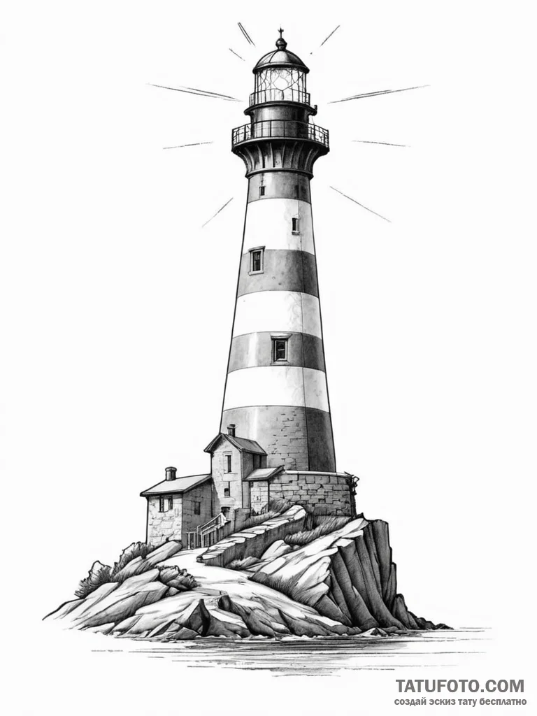A beautiful, strong lighthouse keeper, ensuri... - эскиз тату (№1751986987_0, 08.07.2025 15:03) — Tatufoto.com