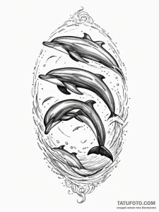 A powerful pod of dolphins, working together... - эскиз тату (№1751987152_0, 08.07.2025 15:05) — Tatufoto.com