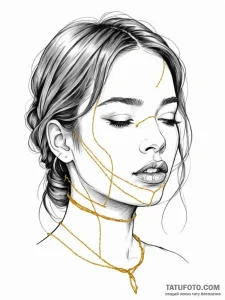 A portrait of a woman with her mouth stitched... - эскиз тату (№1751987487_0, 08.07.2025 15:11) — Tatufoto.com