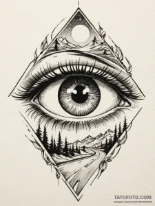 A human eye, with the reflection of a long, o... - эскиз тату (№1751987653_0, 08.07.2025 15:14) — Tatufoto.com