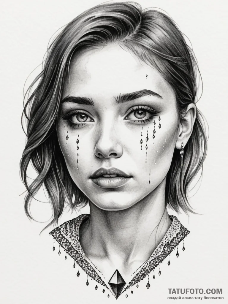 A girl whose tears are diamonds, concept art... - эскиз тату (№1751988071_0, 08.07.2025 15:21) — Tatufoto.com