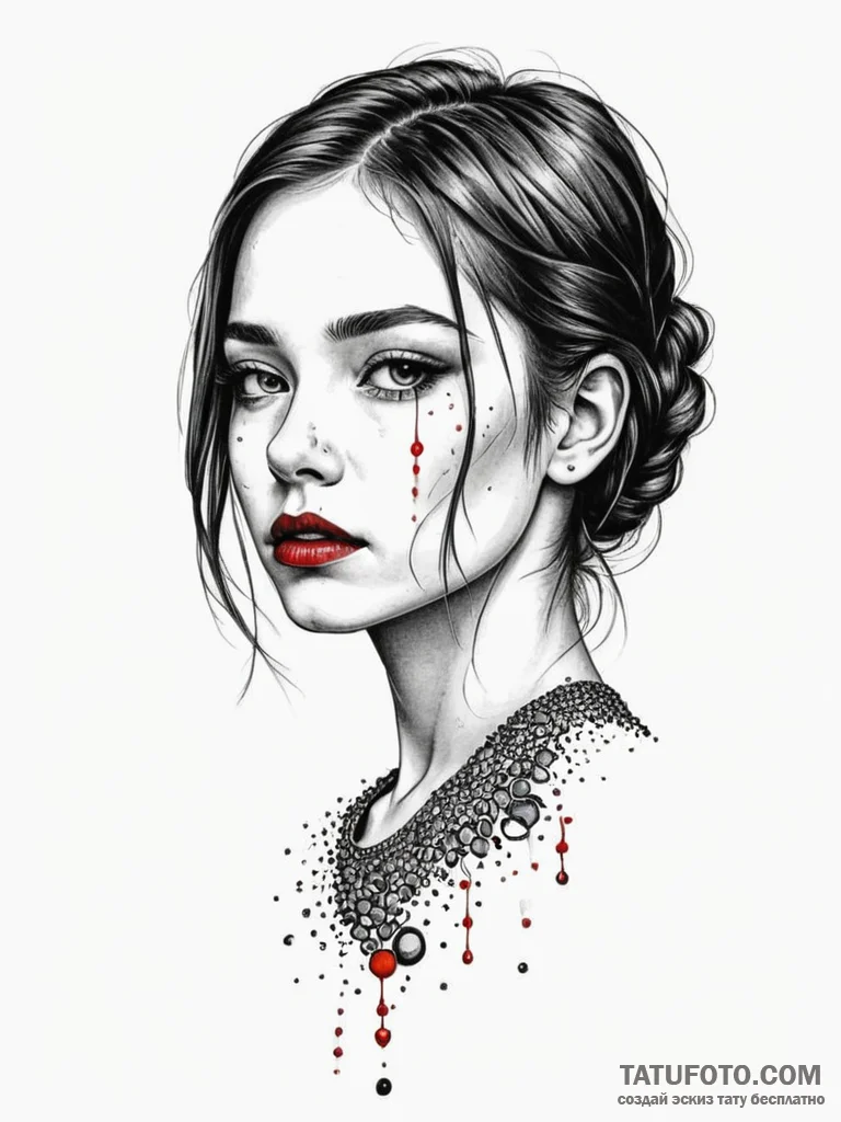 A girl whose tears are drops of honey, tattoo... - эскиз тату (№1751988991_0, 08.07.2025 15:36) — Tatufoto.com