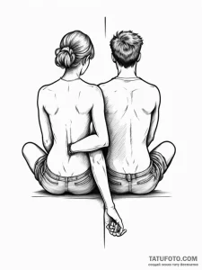 A person, sitting back-to-back with their own... - эскиз тату (№1751989156_0, 08.07.2025 15:39) — Tatufoto.com
