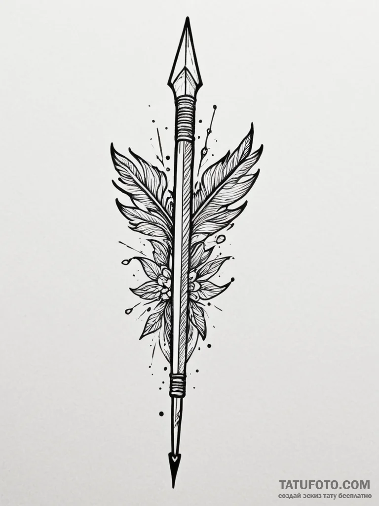 A beautiful, ornate arrow, its tip is a glowi... - эскиз тату (№1751989324_0, 08.07.2025 15:42) — Tatufoto.com